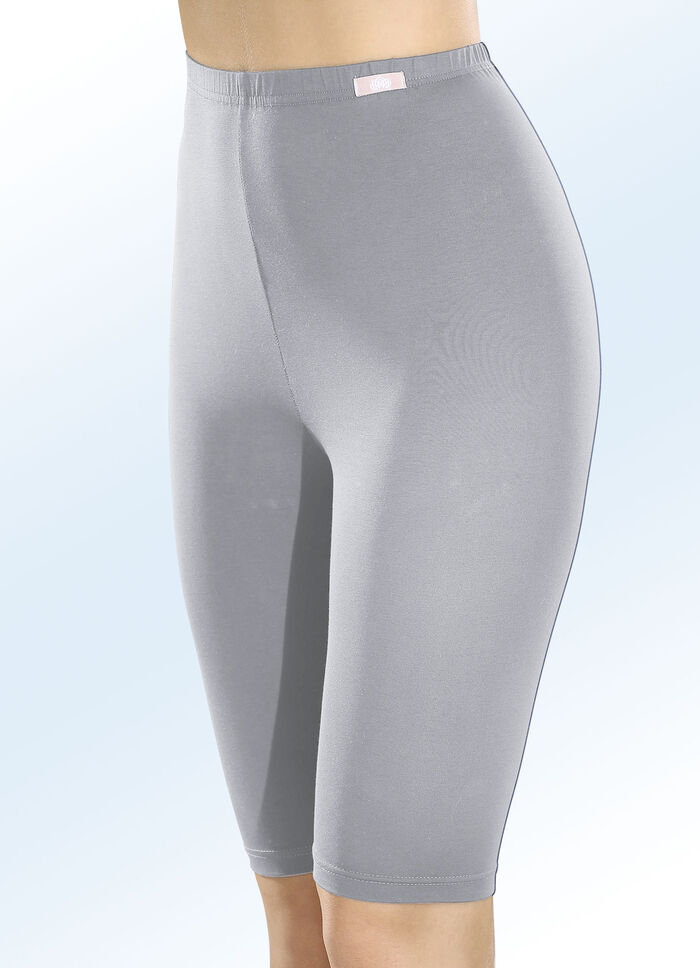 Set van twee fietsbroeken met elastische tailleband 1X MARINE, 1X GRIJS GEMÊLEERD