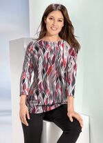 Shirt met modieuze boothals BORDEAUXROZE-GRIJS