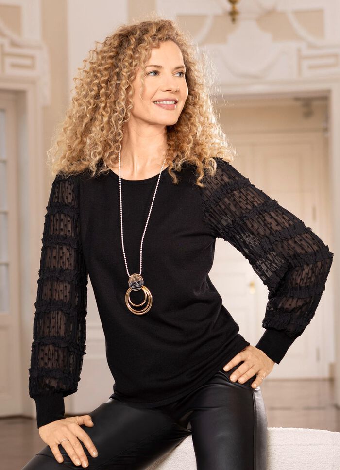 Trui met chiffon mouwen 