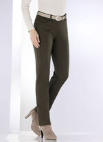 Broek met sportieve chic OLIJFGROEN