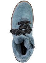 Waldl&auml;ufer enkellaarzen met veters en een gezellige kraag van lamsleer JEANSBLAUW