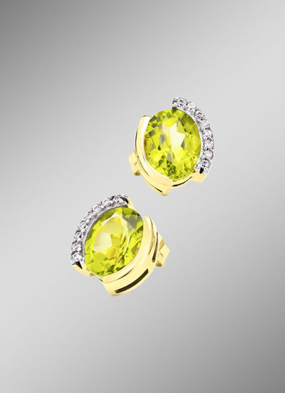 Oorstekers met echte peridoot en synthetische zirkonia 