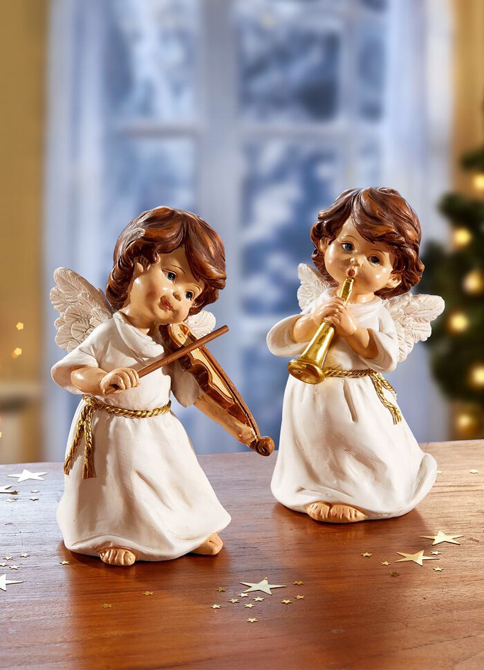 Handgeschilderde engelen, set van 2 