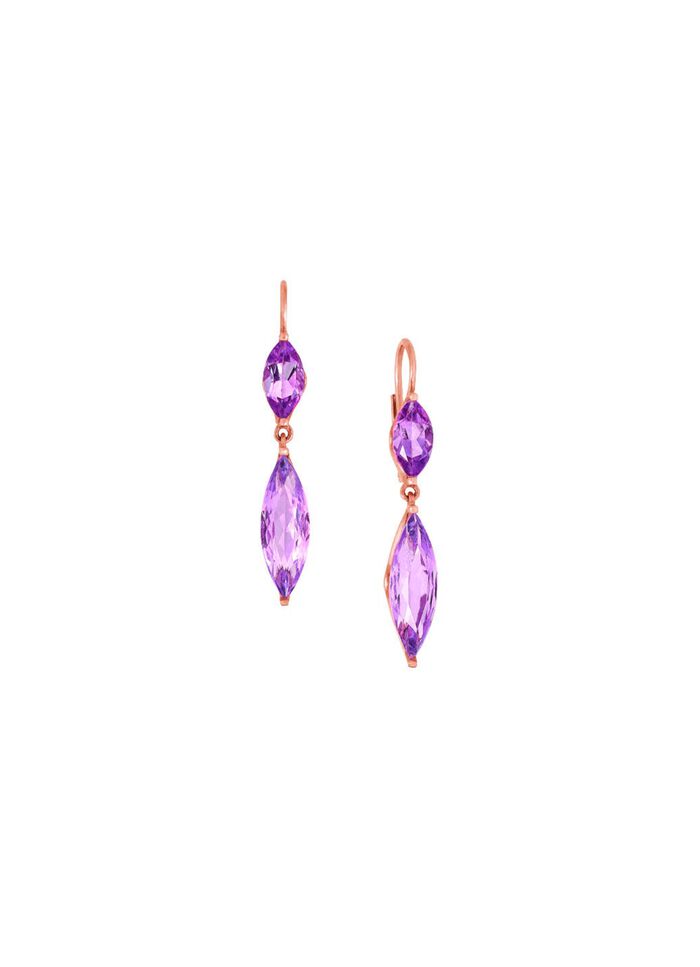 Ros&eacute; vergulde oorbellen met echte amethist 