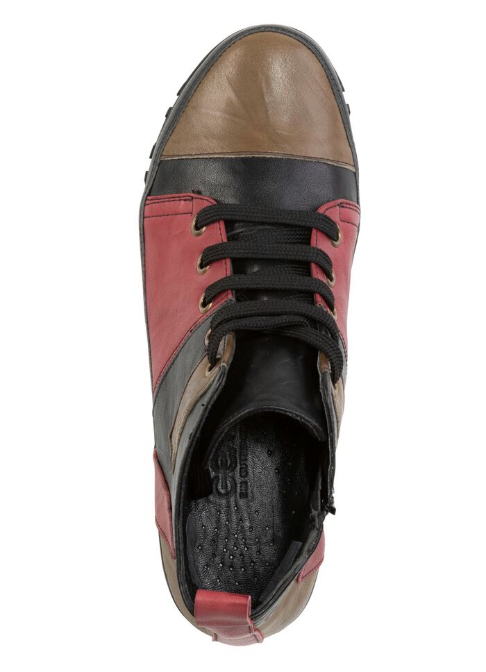 Gemini veterlaarsje met gekreukelde structuur ZWART-ROOD-GROEN