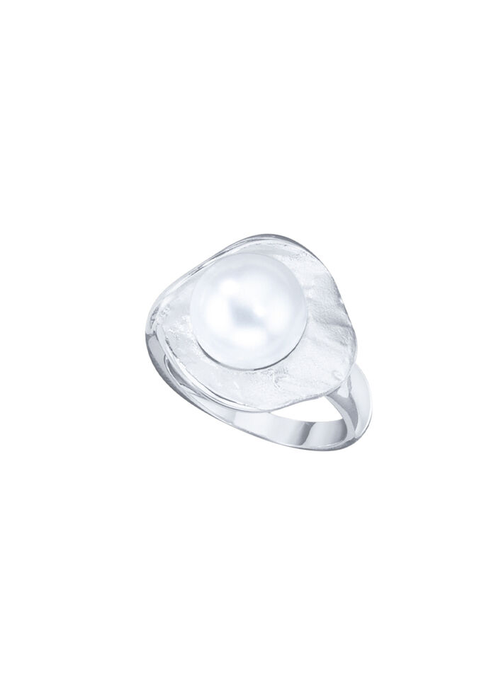 Damesring in Scandinavisch design met zoetwater gekweekte parel 