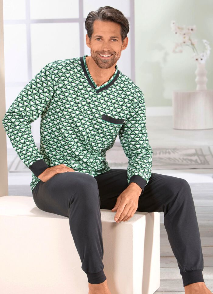 Pyjama met V-hals en manchetten 