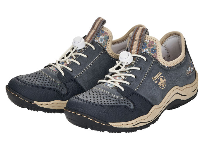 Rieker, sportieve damessneakers, met uitneembaar voetbed JEANSBLAUW/BEIGE
