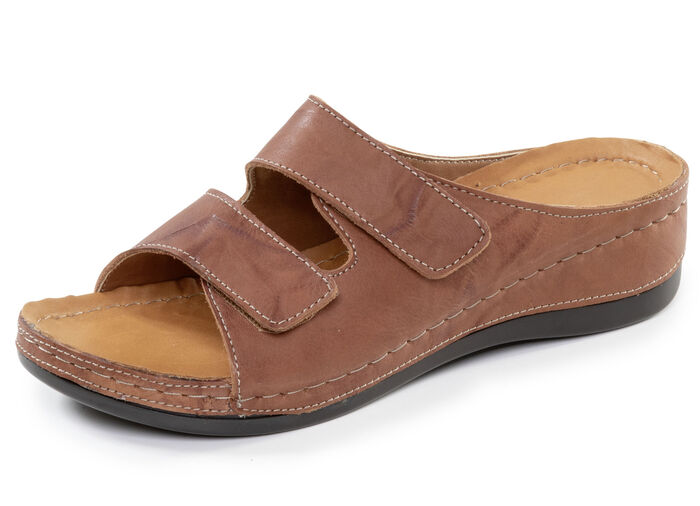 Comfortabele damesmuiltjes, breedte G, met klittenbandsluiting BRAUN