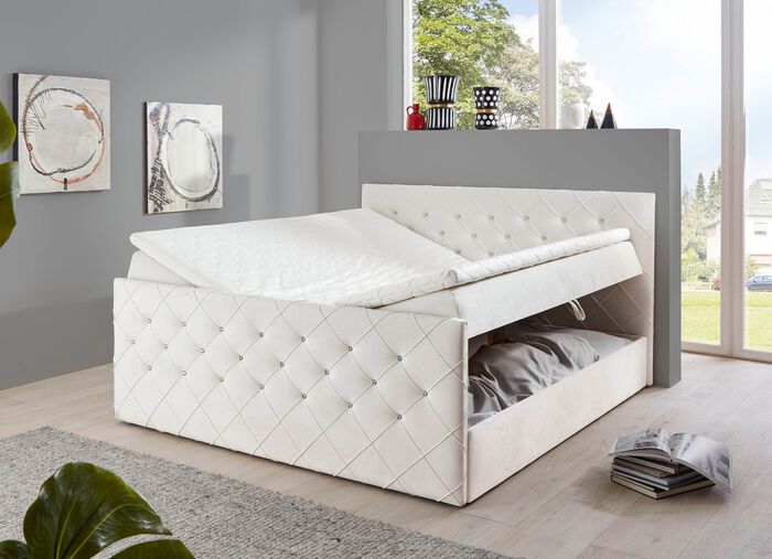 Boxspringbed met strass steentjes en topper 