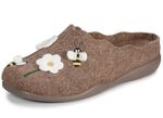 Laurina vilten pantoffels met schattige applicatie en borduursel NATUURBRUIN