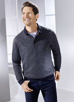 Poloshirt met gebreide kraag MARINE GEMÊLEERD