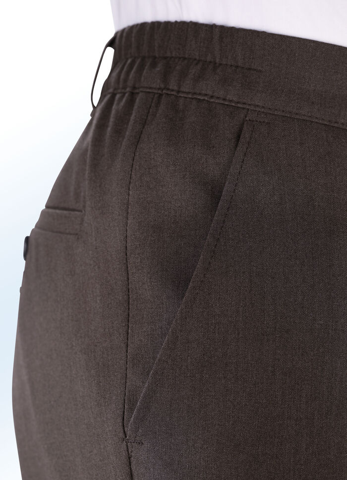 Broek met elastische tailleband inzetstukken in 4 kleuren GEVLEKT TABAKSBRUIN