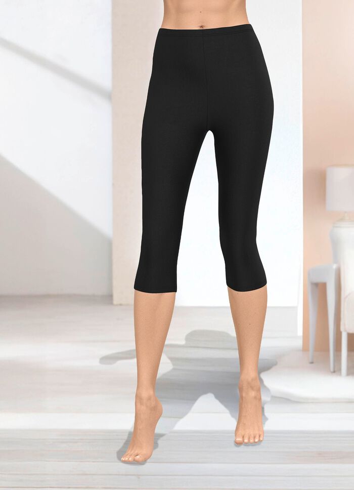 Capri-leggings in pull-on-stijl ZWART