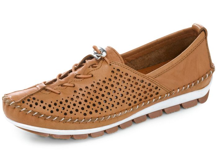 Gemini, comfortabele damespantoffels, breedte G, met uitneembaar voetbed KAMEEL