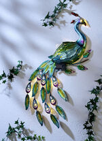 Pauwmuurschildering met LED-verlichting 