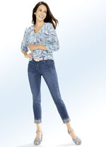 Elegante jeans in 7/8-lengte met mooie strass-versiering JEANSBLAUW
