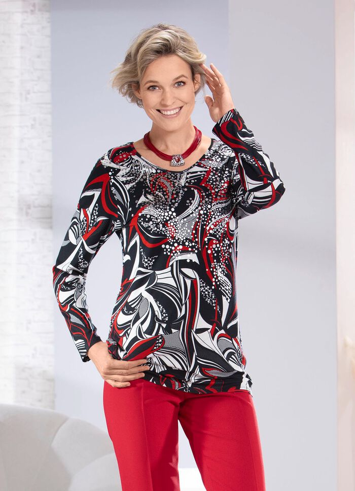 Shirt met ronde V-hals 