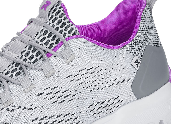 Rieker sneakers met elastische decoratieve vetersluiting GRIJS-ROZE