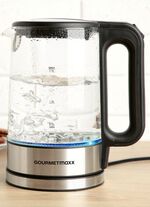 Glazen waterkoker met blauw LED-licht 