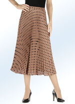 Plooirok met trendy stippenpatroon COGNAC-ZWART