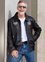 Leren blouson met patches 