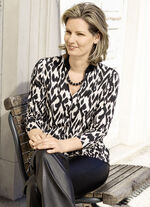 Overhemdblouse met felgekleurde print 