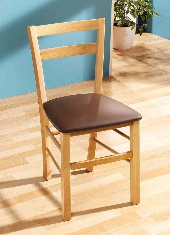 Eetkamerstoelen, set van 2, gemaakt van massief beukenhout NATUUR-BRUIN