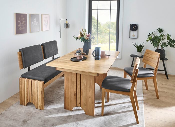 Bankstel met frame van massief, geolied eikenhout EICHE-DUNKELGRAU