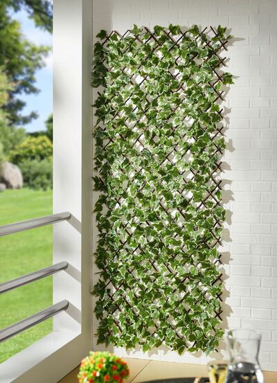 Wandrooster gemaakt van bladeren en bloemen 