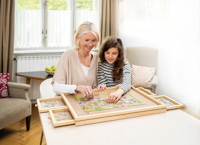 Puzzeltafel met vier praktische lades BRUIN