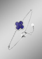 Klaverbladarmband met echte lapis lazuli en synthetische zirkonia 