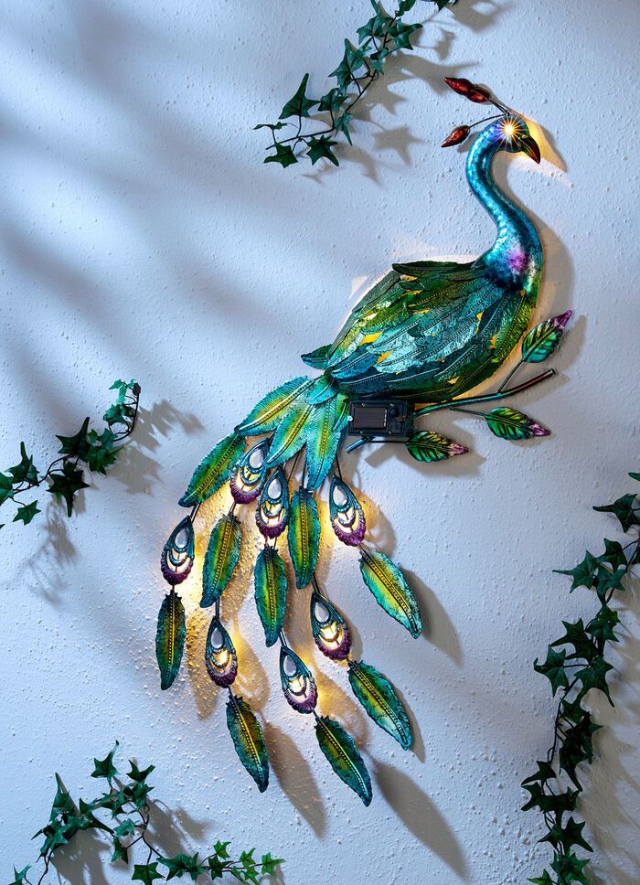 Pauwmuurschildering met LED-verlichting 