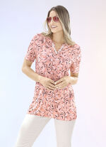 Lang shirt met decoratief lint in 2 kleuren ABRIKOOS