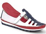 Gemini, klassieke damespantoffels, breedte G, met uitneembaar voetbed WIT-MARINE-ROOD