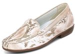 Ranger mocassinpantoffels met reptielreli&euml;f ECRU-GOUD