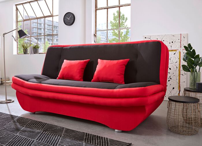 Converteerbare bank met bedkast ROOD-ZWART
