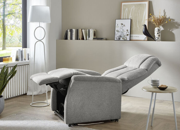 Eersteklas tv-fauteuil met motor en opstahulp GRIJS