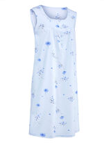 Pak van twee nachthemden met brede schouderbandjes en knopenlijst GROEN/BLAUW