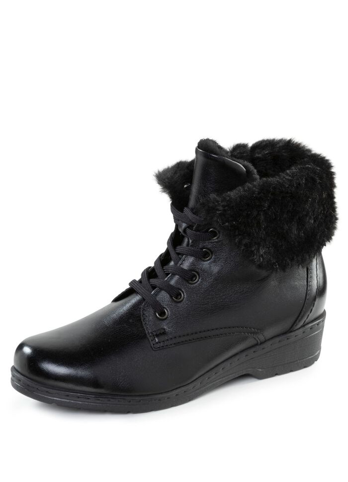 ELENA EDEN enkellaarzen met veters en omslagkraag van lamsleer 