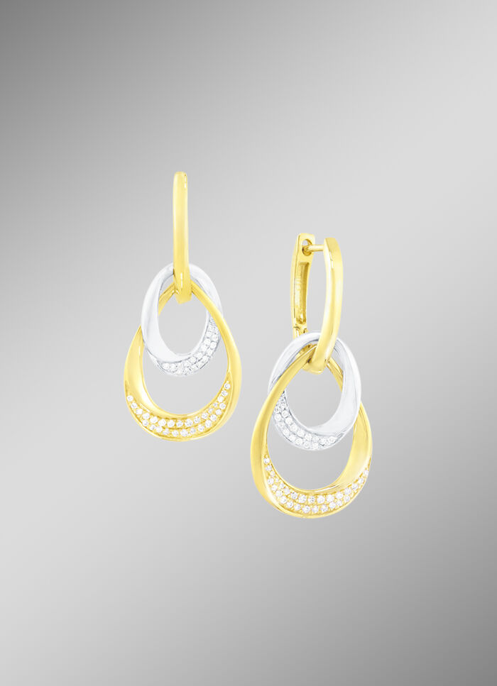 Elegante, tweekleurige oorbellen met 98 briljanten 