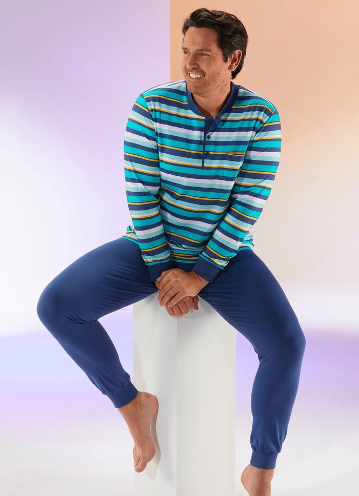 Pyjama met knoopsluiting en gestreept ontwerp 
