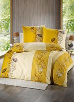 Strijkvrije seersucker beddengoedset GEEL