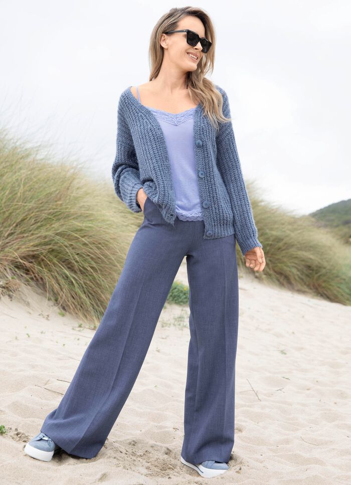 Cardigan met paillettengaren JEANS BLAUW MELANGE