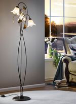 Metalen staande lamp met glazen kappen 