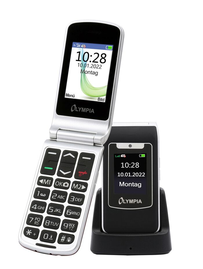 Olympia Style Duo klaptelefoon met extra groot lettertype ZWART