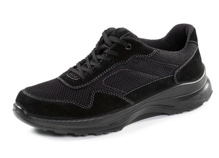 Veterschoen gemaakt van su&egrave;de en textielmateriaal ZWART