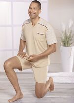 Götting Shorty met natuurlijk gekleurd katoen en V-hals 