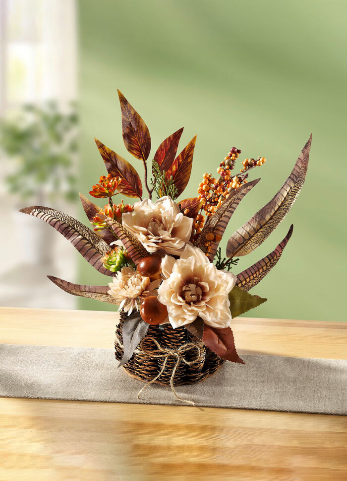 Dahlia arrangement in een kegelpot 