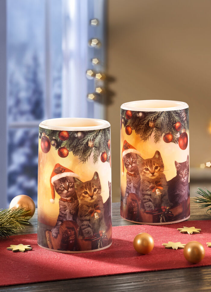 Echte waskaarsen met led, set van 2 